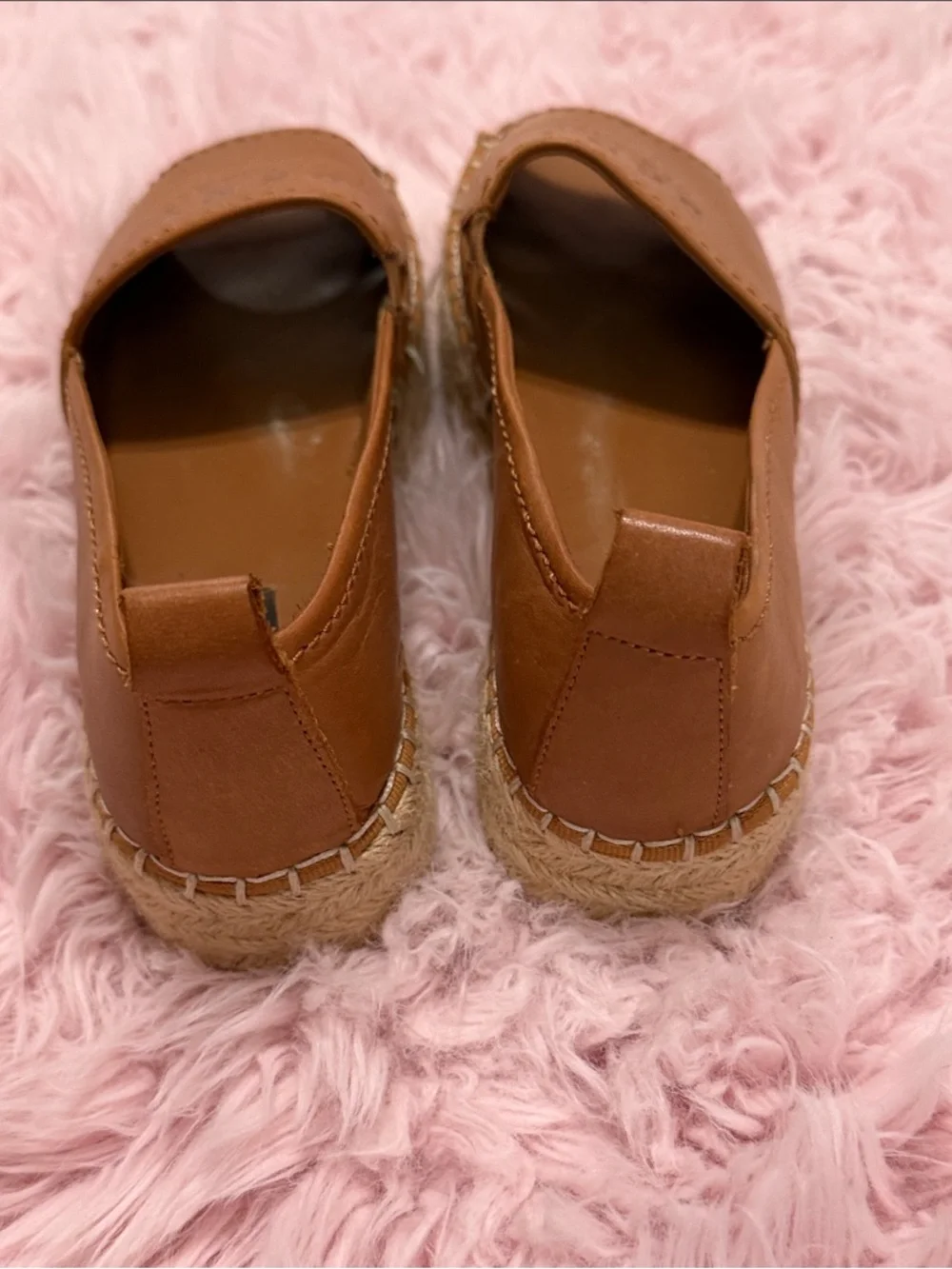 DKNY Tan Leather Espadrille Slip-On Flats
